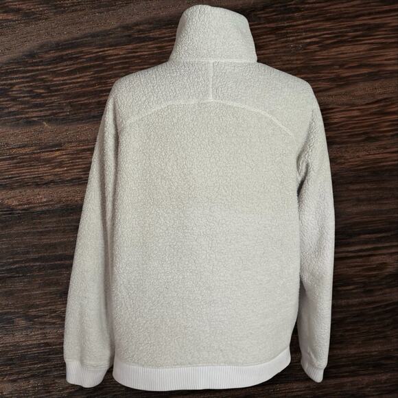 Athleta Tugga Sherpa Fleece Zip-Up Jacket Size M Tall Winter White Zip Pockets - Picture 7 of 12